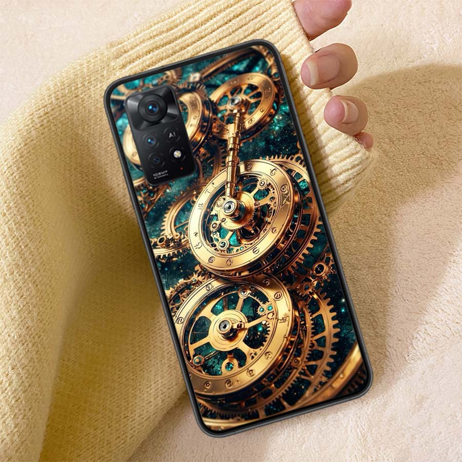 Lofi Dreamscapes Clock Gear Phone Case For Redmi Note 13 14 15 Pro Plus 12 13C 12C 15C 9 10 10C 9T 9C 9A TPU Soft Cover Clear Ce