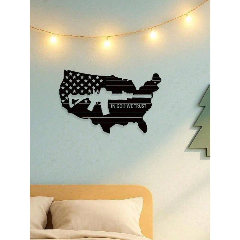 Vintage Rustic American Flag Metal Wall Art Tin Sign for Patriotic Decor Man Cave Military Gift