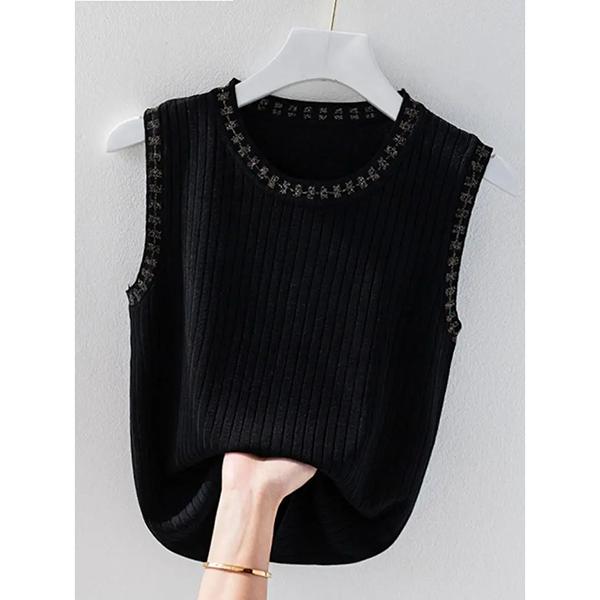 WTEMPO White Camisole Vests for Women Spring Autumn Suits Base Bottoming Shirts Backless Sleeveless Ice Silk Knitted Tops