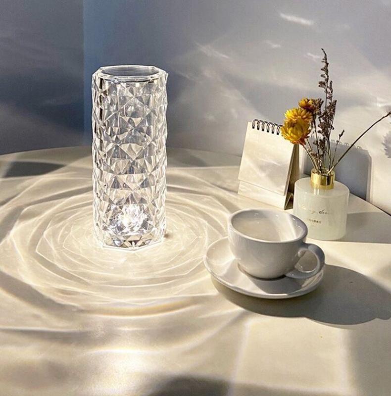 Bedroom Projection Light 16 Color Touch Adjustable Bedside Night Light Romantic Diamond Light Dining Table Decoration Light Crystal Rose Desk Light