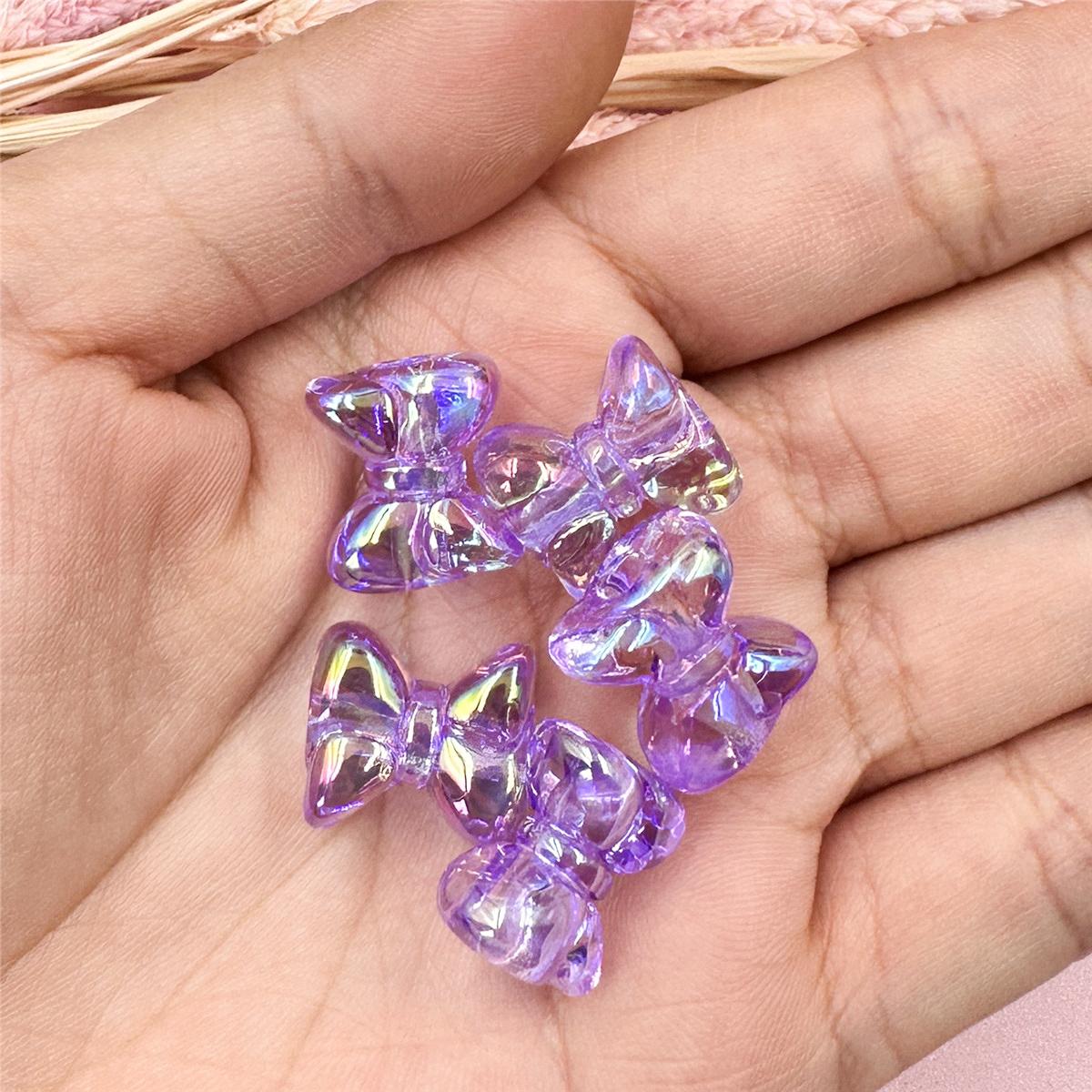 

Творческие материалы изысканное покрытие красочные прозрачные 5 шт DIY браслет головной убор цепочка для мобильного телефона 14*15,5 мм прямое отверстие конфетный цвет бант бусины фиолетовый