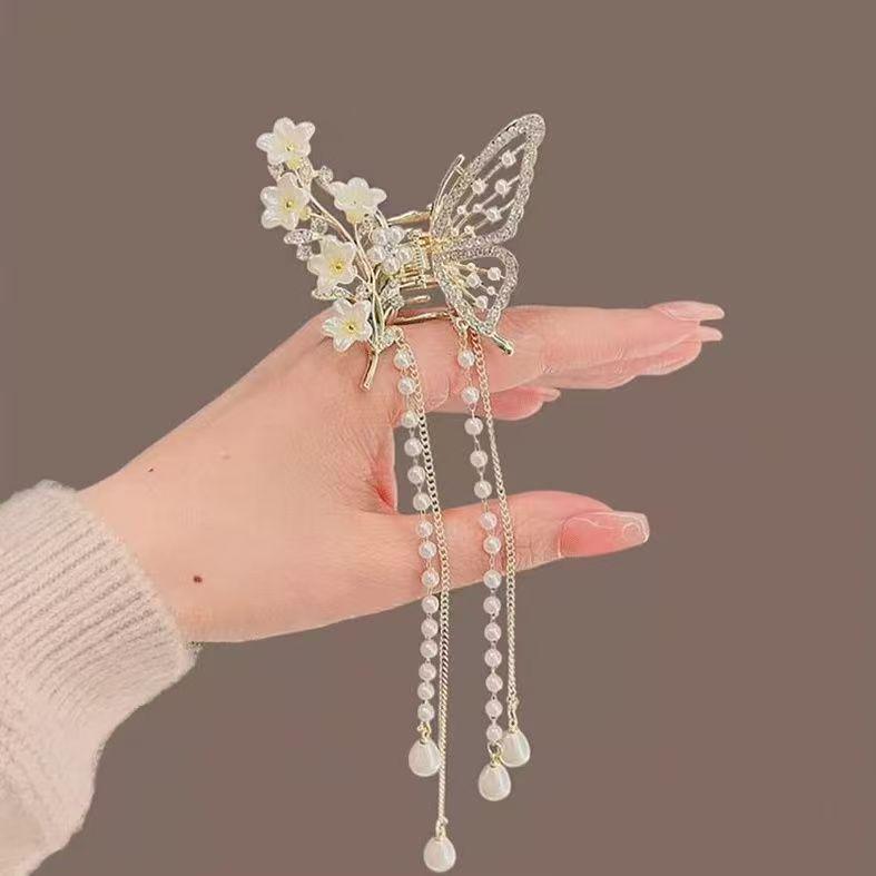 

Элегантная металлическая заколка-бабочка для волос: Зажим-кисточка высокого класса для женского полухвоста