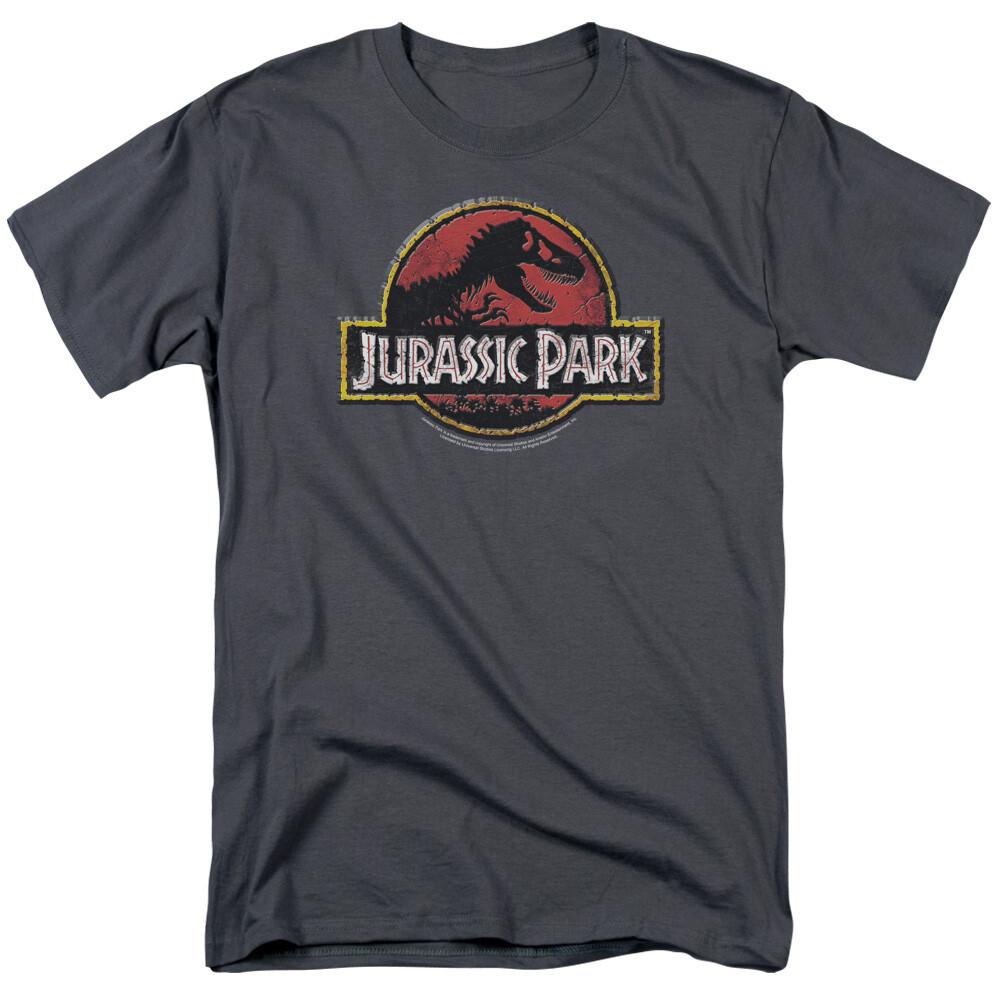 26 Jurassic Park Stone Logo T Shirt Mens Licensed Dinosaur Movie Tee Charcoal Unisex T-Shirt XL