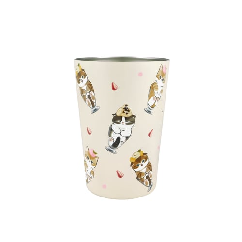 Mofusand 2-Way Vacuum-Sealed Tumbler, Medium, "Cat Parfait" Design, Office/Work Desk Cup with Insulated Function, Cute Cat Design (53-2037)