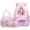 KPOP Demon Hunter Girls Backpack Lunch Bag Pencil Case Set Student Anime Fashion Schoolbag Pencil Case Bento