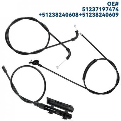 3Pcs Front Center Rear Engine Hood Release Cable Bowden Cable For BMW E65 E66