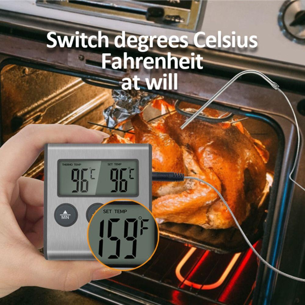 Portable Hangable Digital Cooking Thermometer Probe Sensor Professional Oven Timer Strong Magnetic Safty BBQ Heat Meter Kitchen