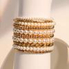 Pearl Gold Beaded Multi-strand Bracelet Set: Stackable Fashion Jewelry for Women