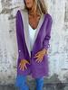 Women's Orange Hooded Cardigan Sweater Casual Long Sleeve Open Front Lightweight Jacket
