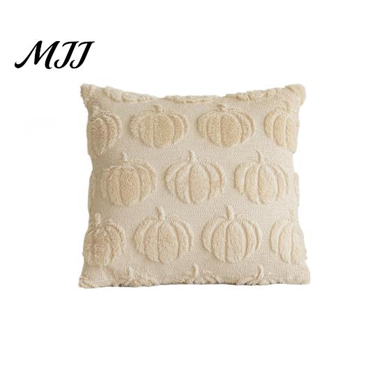 Fall Decor Pillow Case Pumpkin Pattern Pillowcase Solid Color Hide Zipper Soft Wool Pillowcases Velvet Halloween Cushion Cover Home Durable
