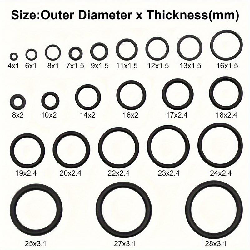 Rubber O Ring NBR 1/1.5/2.0/2.4/3.1/3.5mm Assortment Black O Ring Seal Set Automotive Repair Plumbing and Faucet Air Oring Kit