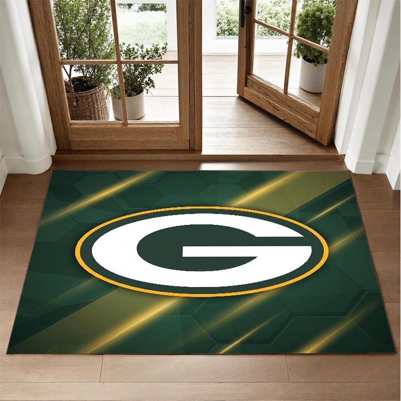 Green Bay Packers Design Crystal Velvet Rug Soft Decorative Mat for Bedroom Entrance