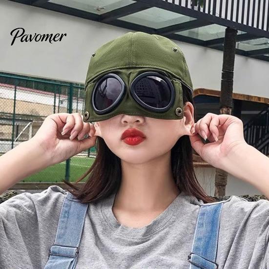 Travel Sunshade Accessories Pilot Goggles Baseball Cap, Integrated Foldable Design, Adjustable UV Casual Hat Resistant Sun for Outdoor Sports