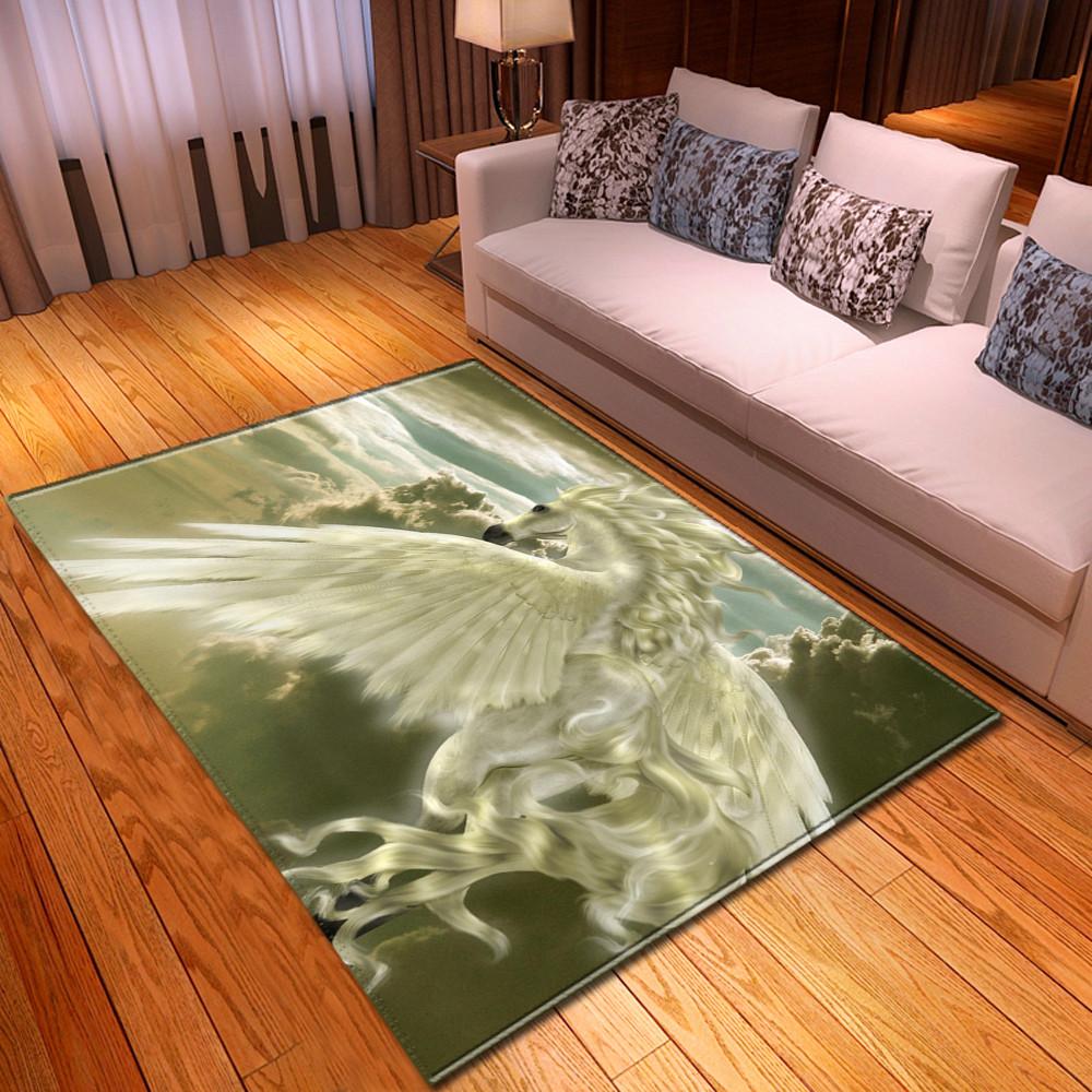 Pferd Wohnzimmerbereichsteppich Großes Pferdedruck 3D Teppich Schlafzimmer Bodenteppiche Salon Kinder Spielen Gamer Teppich Flanell Fußmatte Rutschfest