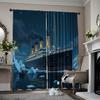 2pcs Titanic-Themed Dark Sheer Curtains – Made of Polyester with Rod Pocket Design, Perfect for Bedroom or Living Room Decor