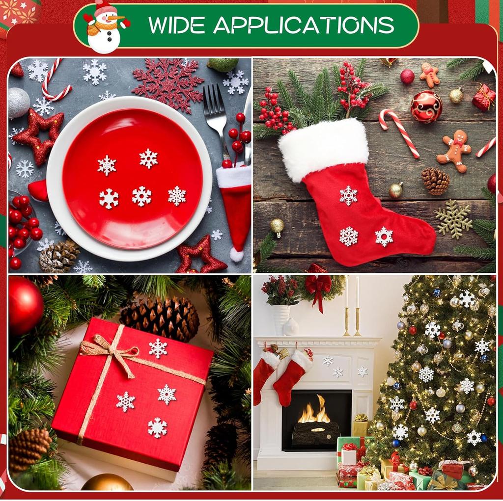 50pcs Vintage White Wooden Snowflakes - Perfect for Christmas & Holiday Decor, Home, Office.