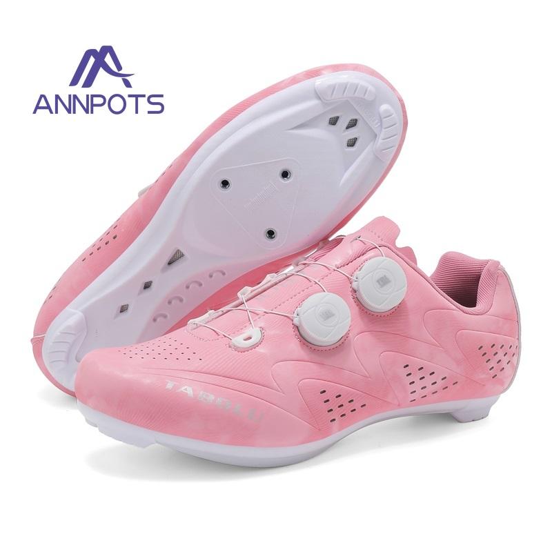 Men's White Male Self-Locking Cleat Non-slip Speed Bicycle Shoes New Road Cycling Shoes Women Spd Racing Sneakers Lightweight