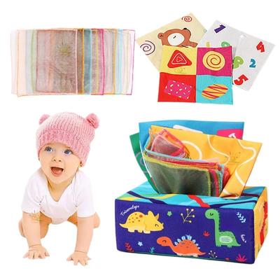 Early Learning-Focused Motor Skills Development Present Infant Tissue Box Plaything Montessori Sensory Pull Toy 10-count Scarf