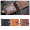 Buckle Business Wallet Solid Color Leather Coin Purse Card Bag Men's Wallet  Male