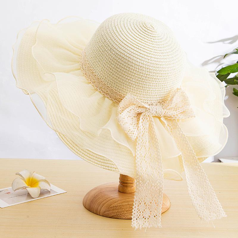 New Summer Wavy Straw Hat Fashionable Windproof and Breathable Versatile Sun Hat Women's Ultraviolet Sun Protection Sun Protection Hat
