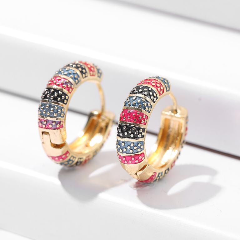 Orecchini a Cerchio Piccoli Floreali Colorati Vintage Fiori e Piante in Metallo Smaltato Cerchio Huggie Hoops Gioielli Trendy da Donna Regalo