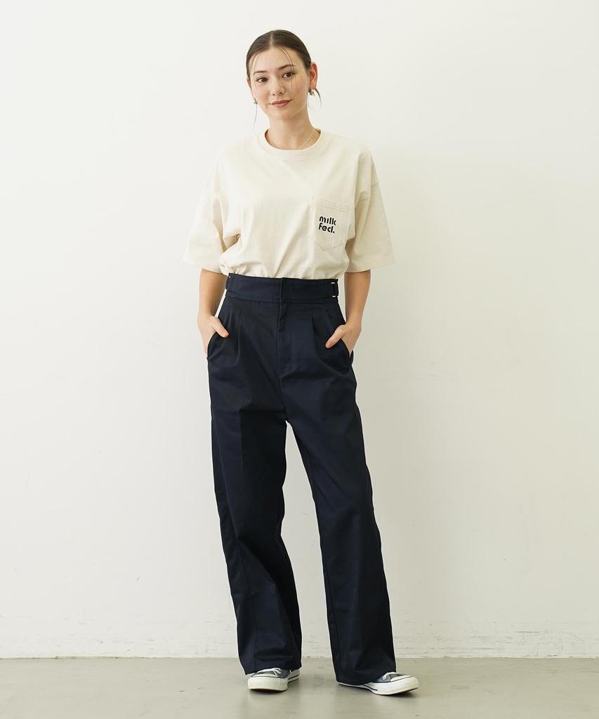 Casual CUT OUT LOGO POCKET WIDE TEE OFF WHITE [Milkfed] S/S Women's
