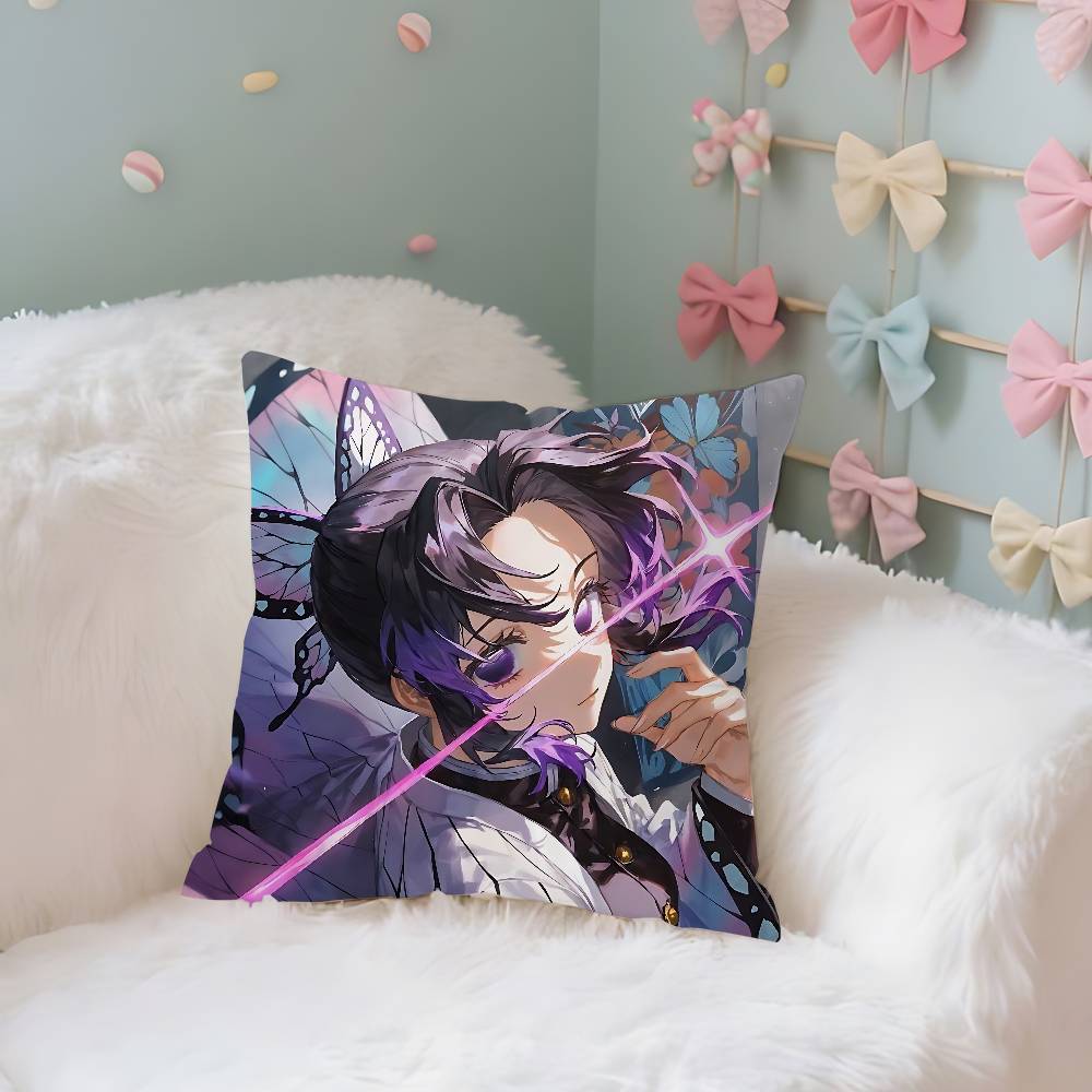 Kochou Shinobu Pillow Case Throw Pillow Cover Nordic Vintage Style Cushion Covers Home Living Room Sofa Couch Seat