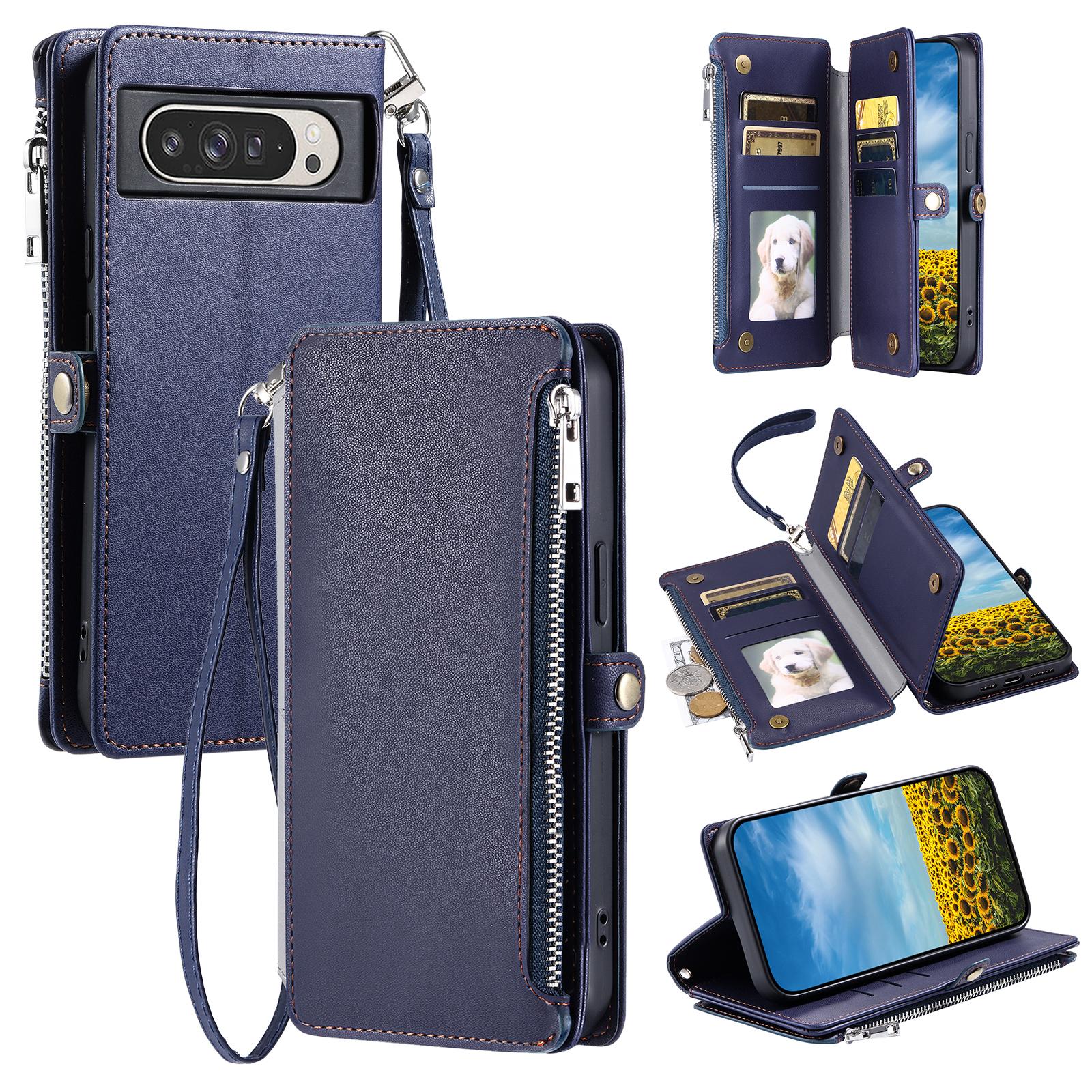 

015 Style For Google Pixel 9 Pro XL Case TPU+PU Leather Wallet Phone Cover with Straps E