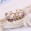 Korean Style Cute Crystal Flower Stud Earring For Women Girls New Fashion Sweet Earring Femme Brincos Summer Jewelry Gifts