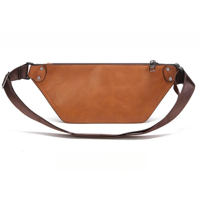 Men's Black Leather Chest Bag Vintage Sling Crossbody Bag Stylish Casual Chest Pack for Daily Use