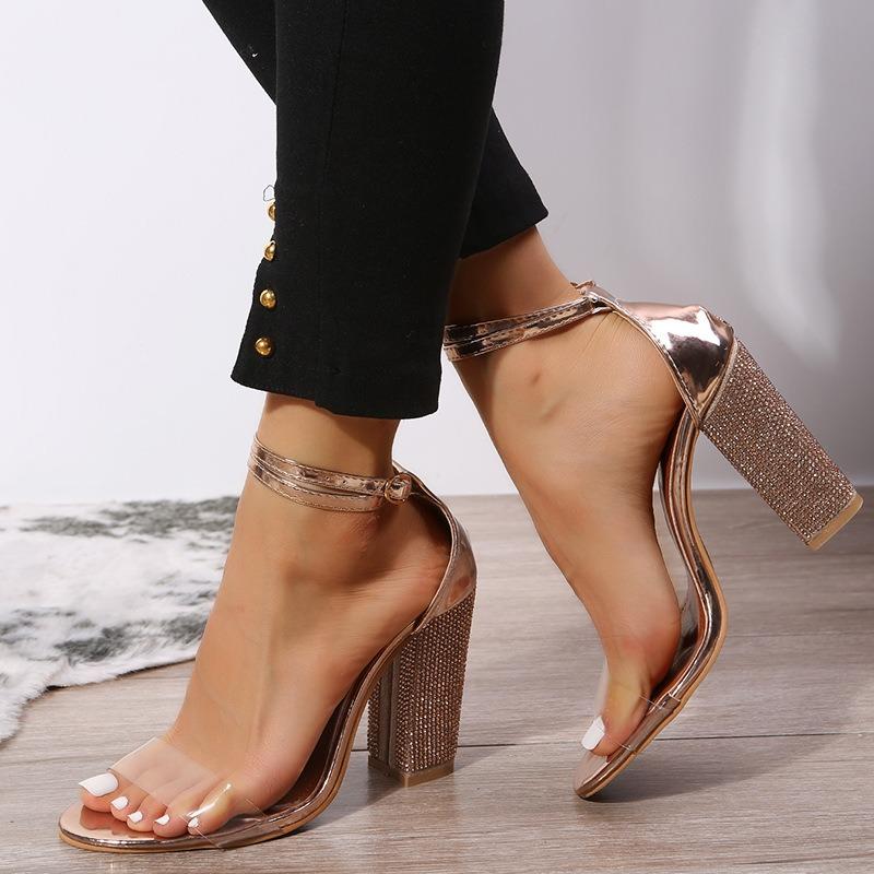 Chunky High Heeled Sandals Women Round Head Sandals