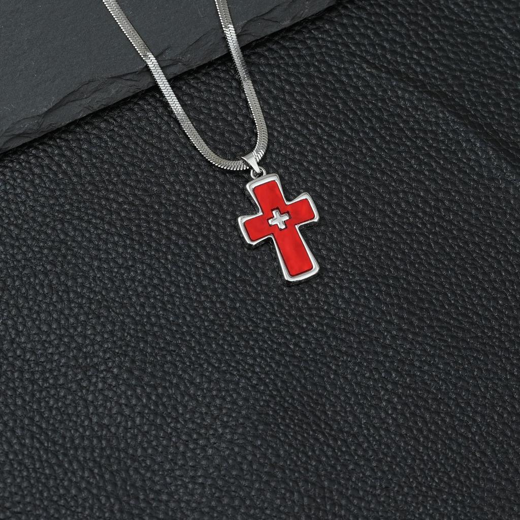 Dulce Cool Dopamină Pandantiv Dublu Cruce Colier Lanț Lamă Femeie Toamnă Design Oțel Titan Versatil Lanț Claviculă