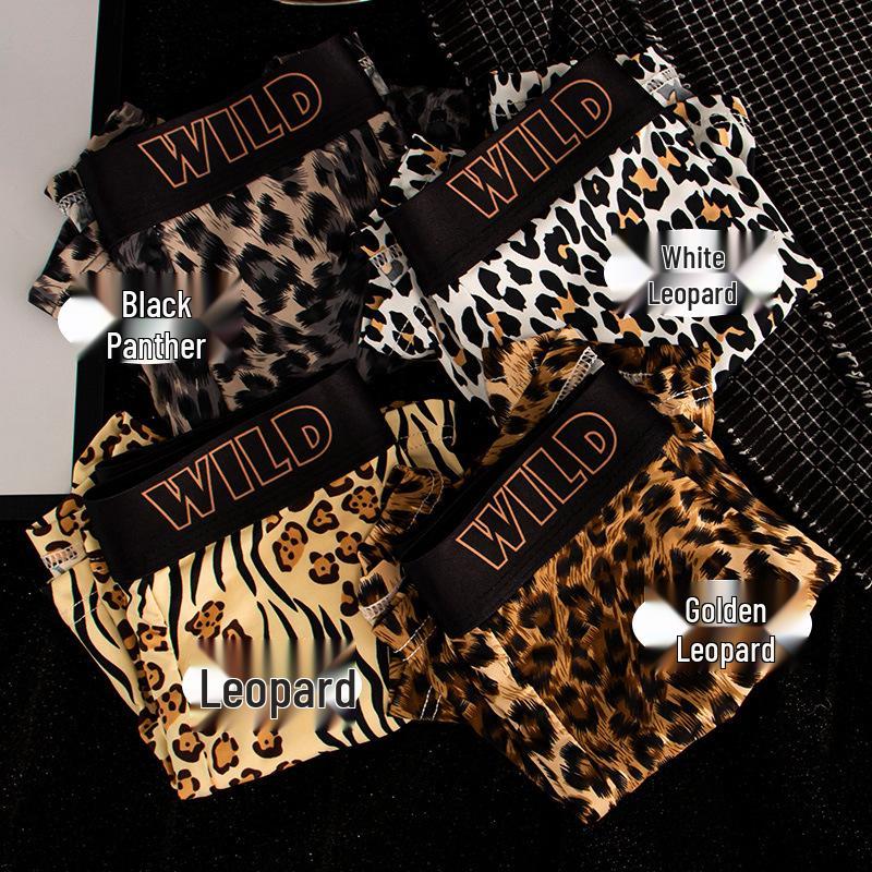 Men's Light Luxury Ice Silk Leopard Print Boxer Briefs - Silky, Smooth, and Breathable for Spring/Summer