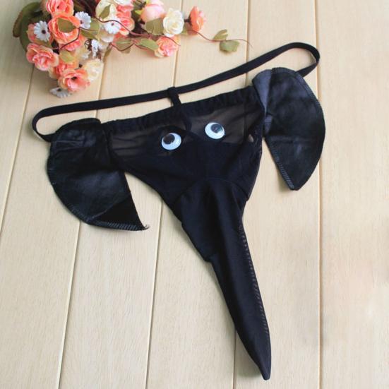 Men Elephant Thong Breathable Funny Bulge Pouch Elastic Moisture Wicking Pornographic Soft Long Elephant Nose Men G String for Inside Wear