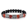 Norský Viking Runový Náramek z Přírodního Kamene pro Muže 8mm Lávový Obsidián Tyrkysové Korálky Přívěsky Náramky Šťastný Amulet Šperky Dárek