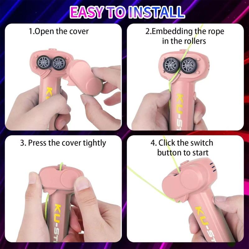 Elektrikli İpli Halat Fırlatıcı, Çocuklar İçin Kement İpli Atıcı, Halat Fırlatıcı Pervane, Çocuklar ve Yetişkinler İçin Oyuncak - Havalı Oyuncaklar - Rock it Kırmızı Fermuarlı İpli Oyuncak