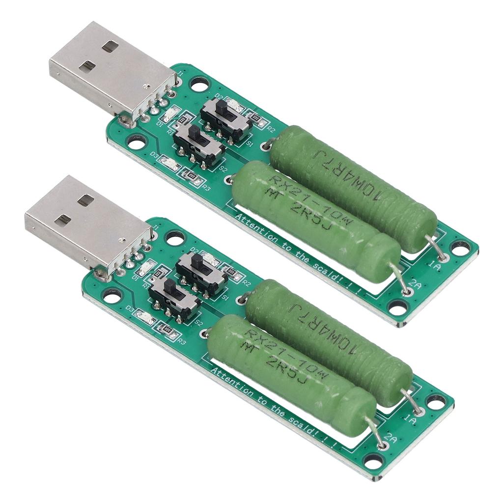 2Pcs USB Load Tester Adjustable Resistor Electronic Test Module 1A 2A 3A Discharge Accessory