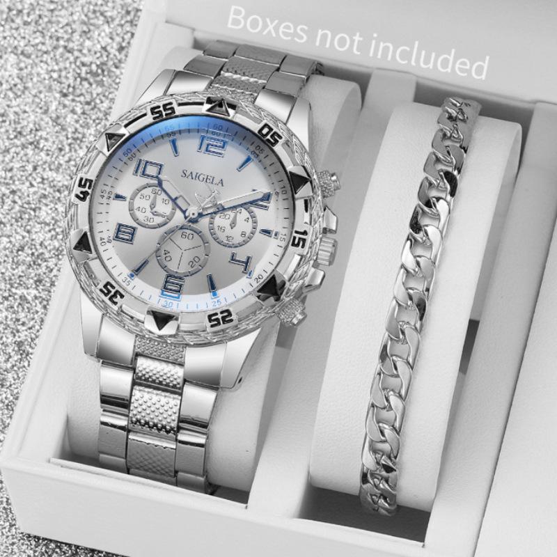 

Men S Watch Steel Belt Quartz Watch False Three-Eye Blue Light Large Dial Business Fashion Men S Watch Bulk price