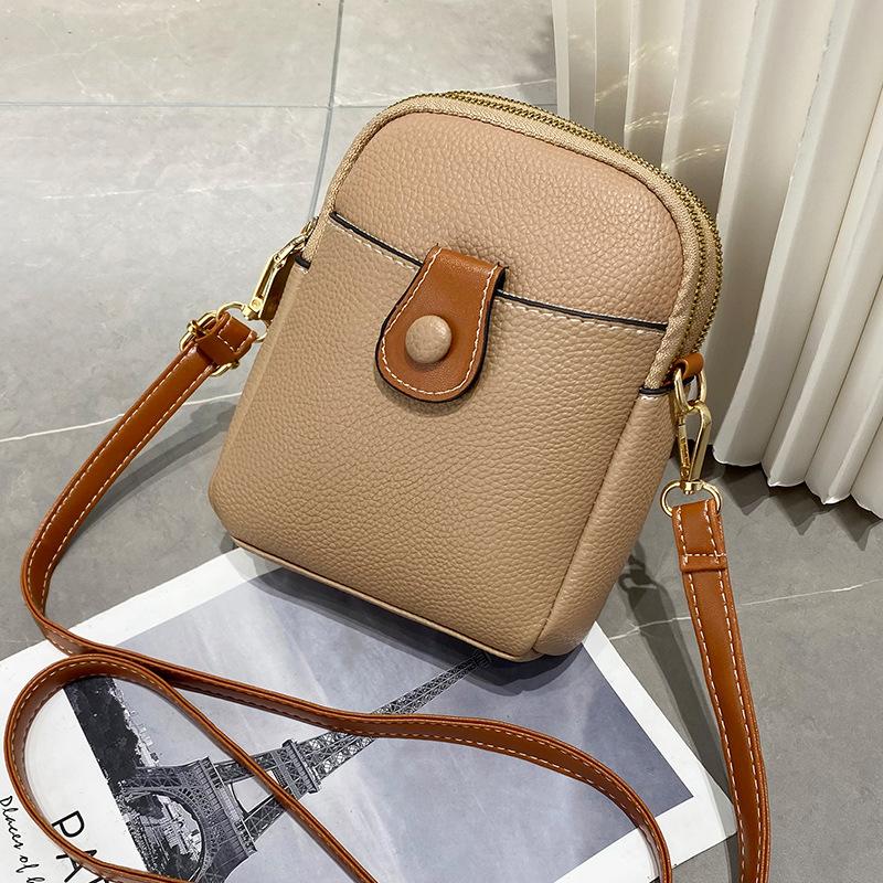 

Сумка для мобильного телефона для женщин из ПУ кожи, сумка через плечо, простая многослойная сумка-мессенджер и кошелек, сумка для покупок 15x6x18cm