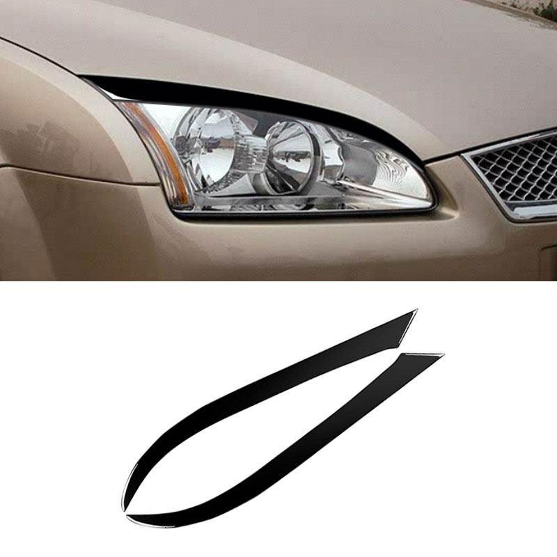

For Ford Focus 2005 2006 2007 2008 2pcs Piano Black Car Styling Exterior Front Headlight Eyebrow Trim Eyelid Sticker Cover