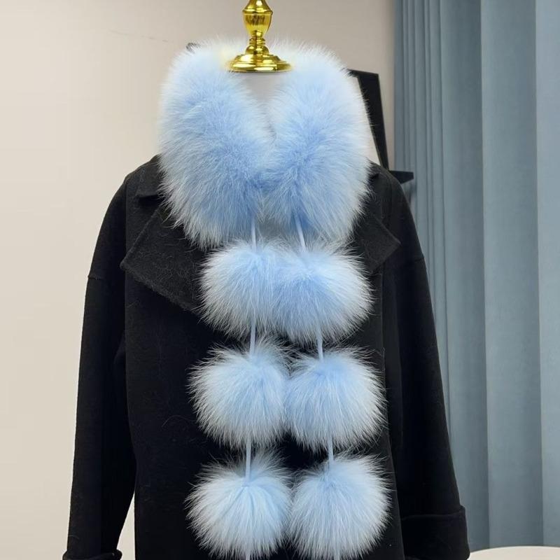 New Magnetic Imitation Fox Versatile Scarf, Women's Autumn and Winter Korean Version Light Luxury Shawl, Plush Hairball Temperament