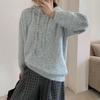 Solid color pullover hoodie sweater women's autumn and winter new retro loose and thin lazy style knitted sweater jacket