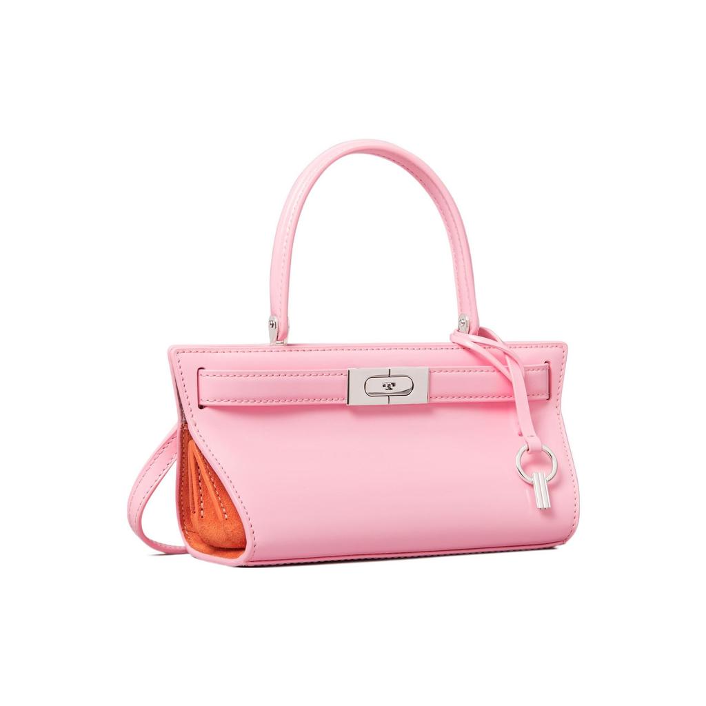 Tory Burch Lee Radziwill Silver Bag With Detachable Shoulder Strap Patent Leather And Suede Trapezoid Accordion Crossbody Handbag 146429-600