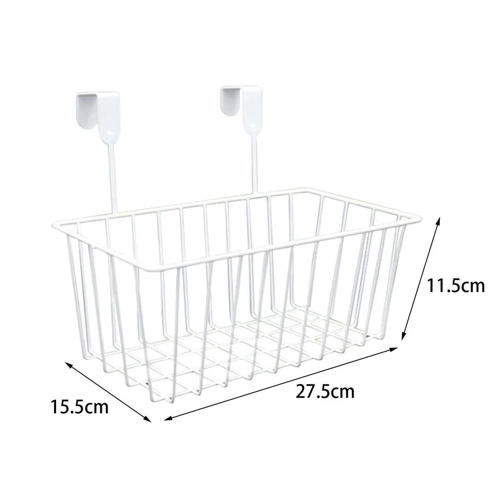Über Schranktür Organizer Korb Multifunktionale Drahtaufbewahrungsbehälter Gitter-Aufbewahrungskörbe mit Haken für Wohnheim an einem Geländer