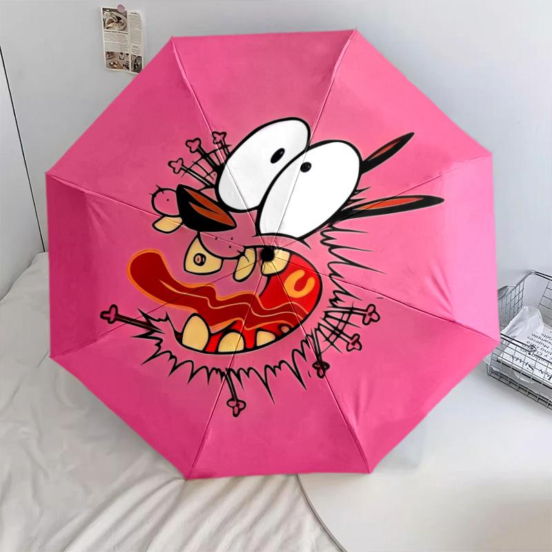 Courage the Cowardly Dog and Scooby-Doo  Pattern, Automatic Folding Umbrella, Portable and Foldable Design, 8 Ribs, a Christmas or Birthday Gift.