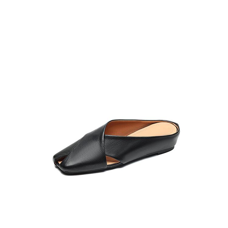 

Мода НОВЫЕ Летние Женские Туфли Обувь из Натуральной Кожи для Женщин Закрытый Носок Клинья Шлепанцы Лаконичные Перекрещенные Квадратный Носок Женские Сандалии 40 чёрный