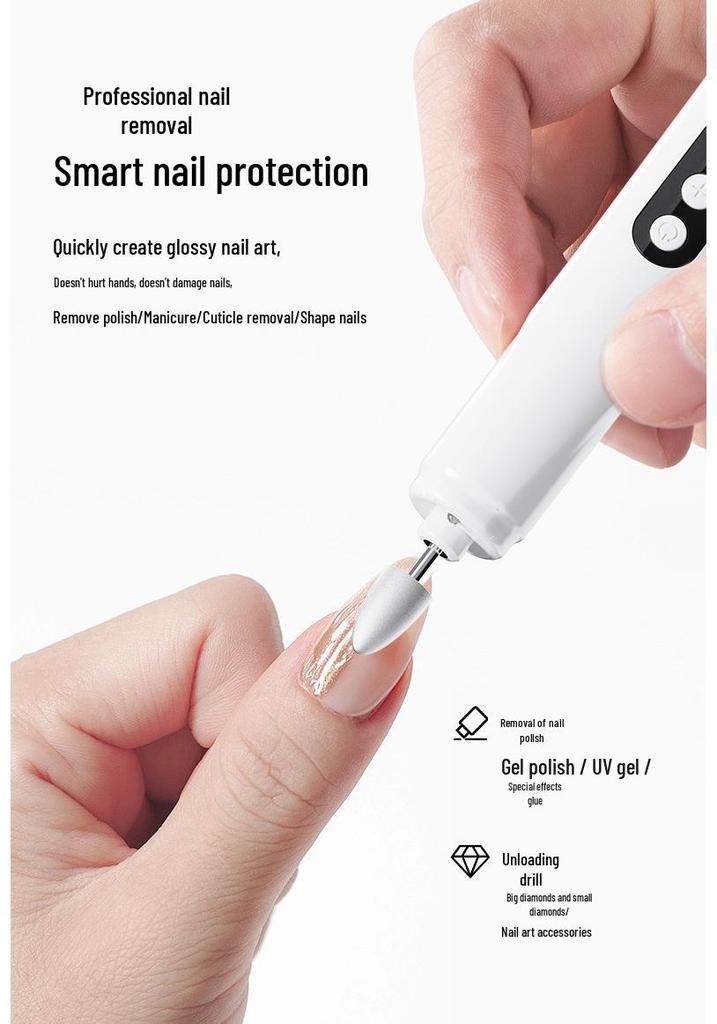 Portable Electric Nail Grinder & Buffer, Nail File, Polish Remover, Professional Gel/Acrylic Tool