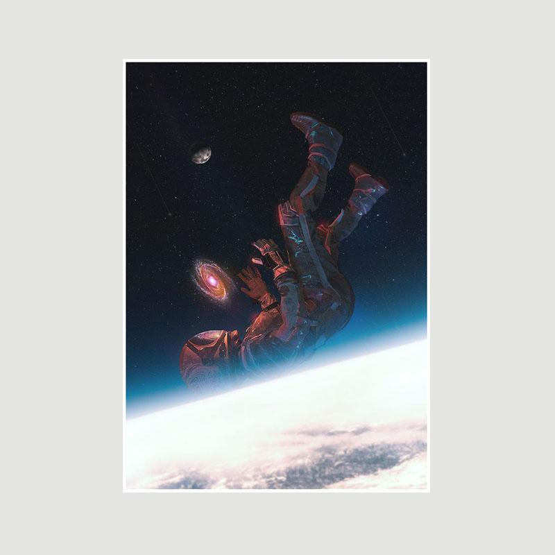 Living Room Decoration Art Painting White Paper Astronaut Space Poster Wall Art Prints Home Decor Bar Cafe Dorm Decorative Pictures Gifts