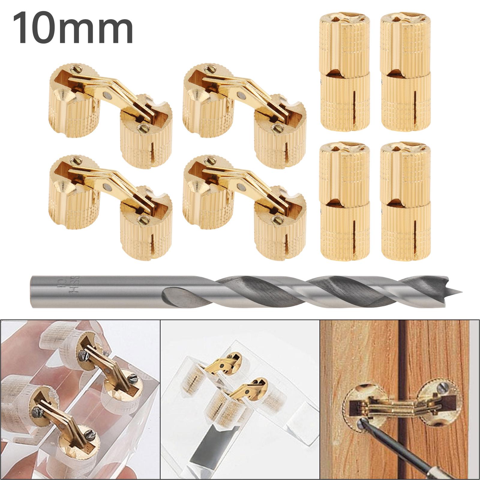 

8 шт. Латунные бочкообразные скрытые мебельные петли, Подходят для самодельной шкатулки для драгоценностей, ручной работы, со сверлом из быстрорежущей стали 10 мм, Скрытый угол открывания 180 градусов
