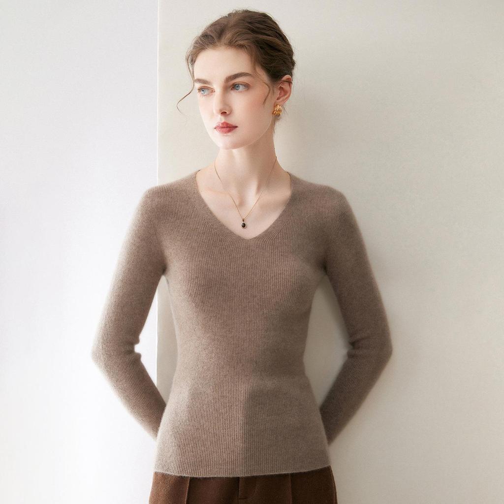 Damen Kaschmir V-Ausschnitt Langarm Pullover für Herbst/Winter